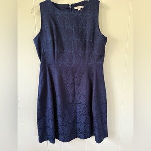 Cottage Grandma core blue mini damask print dress in size 12.